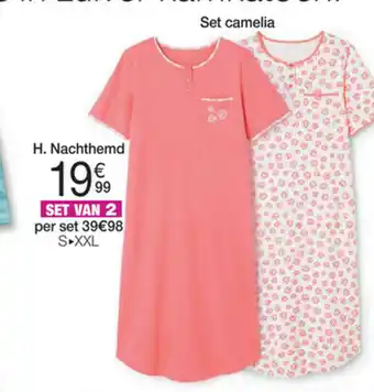 Damart Set van 2 nachthemd in jersey, zuiver kamkatoen aanbieding
