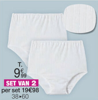 Damart Set van 2 slips in ribtricot, zuiver kamkatoen aanbieding