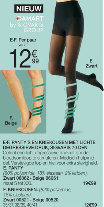 Panty's en kniekousen met lichte degressieve druk, sigvaris 70 den