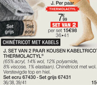 Set van 2 paar kousen kabeltricot thermolactyl