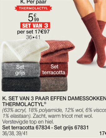 Damart Set van 3 paar effen damessokken thermolactyl aanbieding