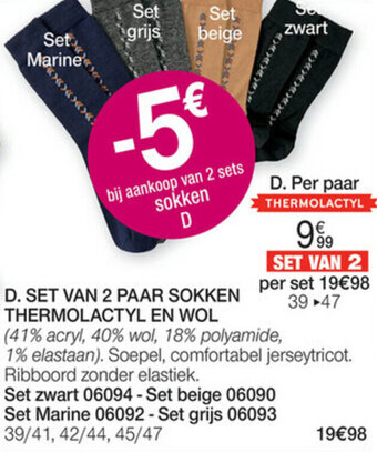 Damart Set van 2 paar sokken thermolactyl en wol aanbieding