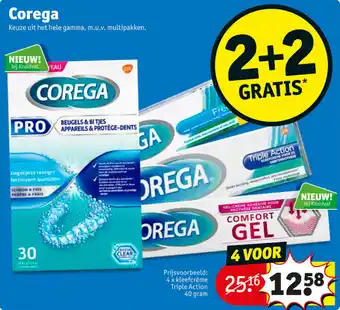Kruidvat Corega 4 x kleefcreme Triple Action 40g aanbieding