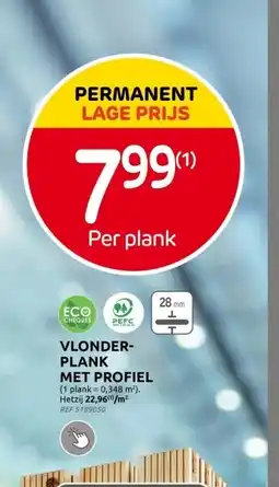 Brico VLONDER- PLANK MET PROFIEL (1 plank 0,348 m) Hetzij 22,96/m² aanbieding
