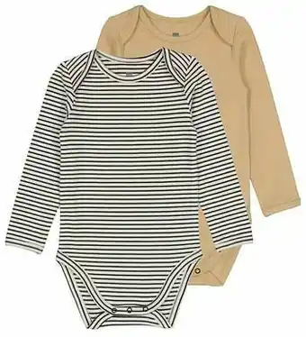 HEMA HEMA Bodys Katoen Stretch Met Bamboo - 2 Stuks Grijs (grijs) aanbieding