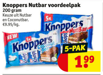 Kruidvat Knoppers Nutbar voordeelpak 200gram aanbieding
