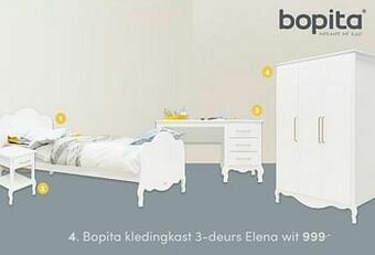 Baby & Tiener Bopita kledingkast 3-deurs elena wit aanbieding