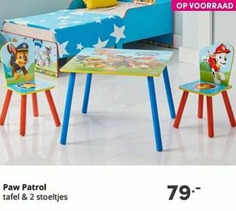 Baby & Tiener Paw patrol tafel + 2 stoeltjes aanbieding
