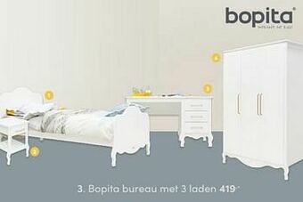 Baby & Tiener Bopita bureau met 3 laden aanbieding