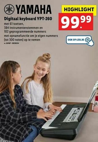 Lidl Yamaha digitaal keyboard ypt-260 aanbieding