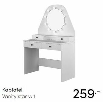 Baby & Tiener Kaptafel vanity star wit aanbieding