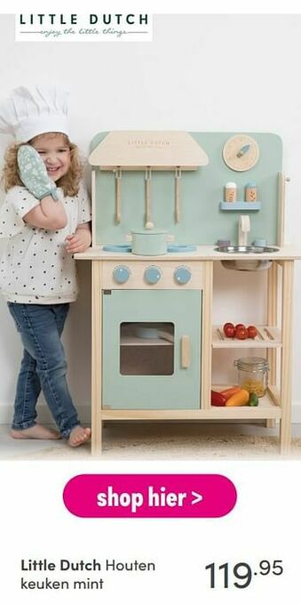 Baby & Tiener Little dutch houten keuken mint aanbieding