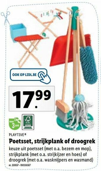 Lidl Poetsset, strijkplank of droogrek aanbieding