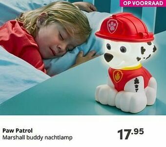 Baby & Tiener Paw patrol marshall buddy nachtlamp aanbieding