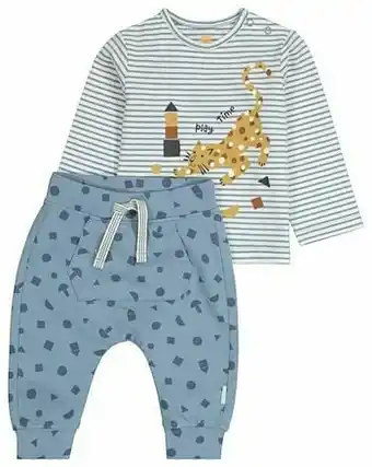 HEMA HEMA Newborn Set T-shirt En Broek Kat Blauw (blauw) aanbieding