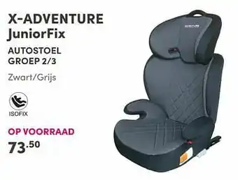 Baby & Tiener X-adventure juniorfix autostoel groep 2-3 zwart-grijs aanbieding