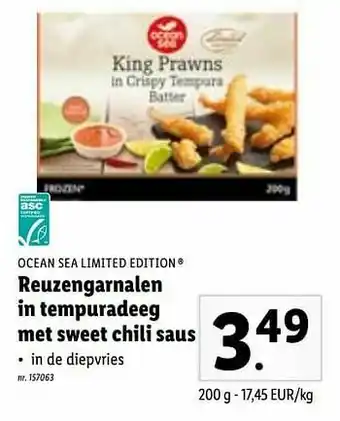 Reuzengarnalen in tempuradeeg met sweet chili saus