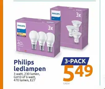 Action Philips Ledlampen 3-pack aanbieding
