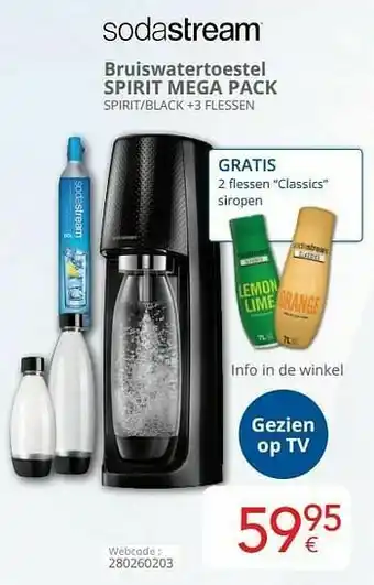 Sodastream bruiswatertoestel spirit mega pack spirit-black +3 flessen