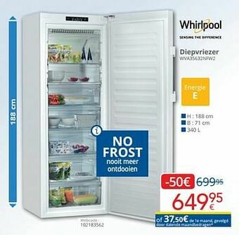 Eldi Whirlpool diepvriezer wva35632nfw2 aanbieding