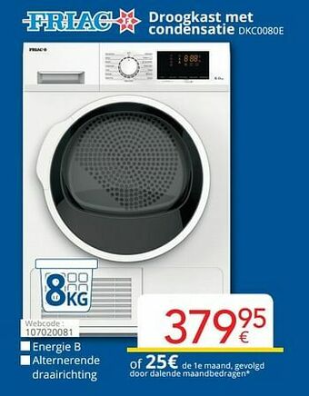 Eldi Friac droogkast met condensatie dkc0080e aanbieding