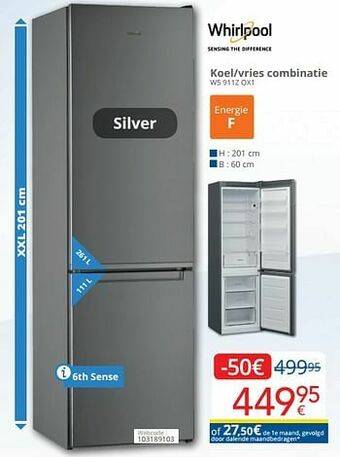 Whirlpool koel-vries combinatie w5 911z ox1