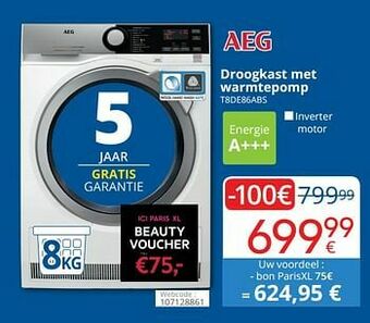 Eldi Aeg droogkast met warmtepomp t8de86abs aanbieding