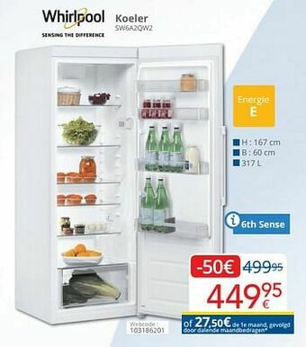 Eldi Whirlpool koeler sw6a2qw2 aanbieding
