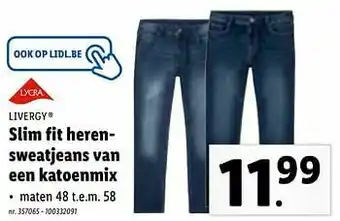 Lidl Slim fit herensweatjeans van een katoenmix aanbieding