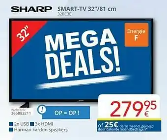 Eldi Sharp smart-tv 32``-81 cm 32bc3e aanbieding