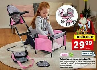 Set met poppenwagen of reisbedje