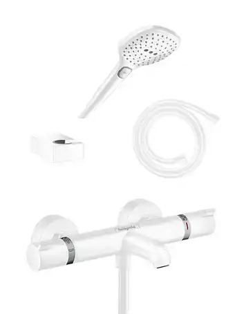 X2O Hansgrohe Ecostat Comfort thermostatische badkraan met douchekop mat wit aanbieding