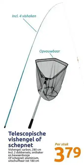 Action Telescopische vishengel of schepnet aanbieding