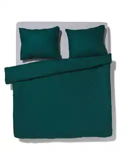 HEMA dekbedovertrek zacht katoen 200x200/220 donkergroen aanbieding
