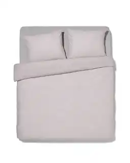 HEMA HEMA Dekbedovertrek Katoen 240x200/220 Beige Stiksel (wit) aanbieding