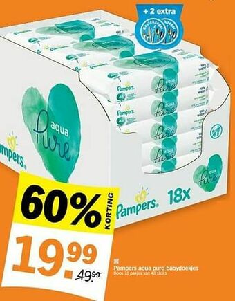 Albert Heijn Pampers aqua pure babydoekjes aanbieding