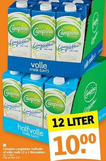 Albert Heijn Campina langlekker halfvolle of volle melk aanbieding