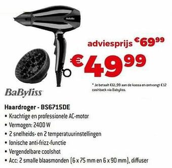 Exellent Babyliss haardroger - bs6715de aanbieding