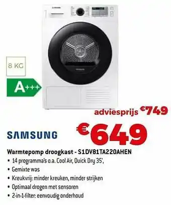 Exellent Samsung warmtepomp droogkast - s1dv81ta220ahen aanbieding