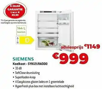 Exellent Siemens koelkast - syki21radd0 aanbieding