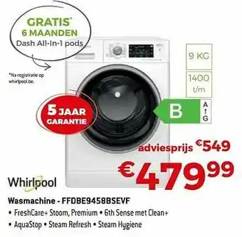 Exellent Whirlpool wasmachine - ffdbe9458bsevf aanbieding