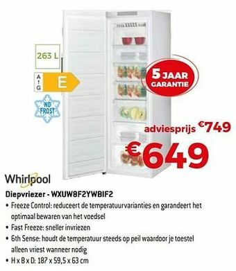 Exellent Whirlpool diepvriezer - wxuw8f2ywbif2 aanbieding
