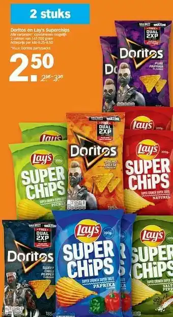 Albert Heijn Doritos en lay`s superchips aanbieding