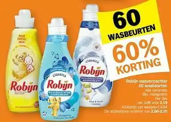 Albert Heijn Robijn wasverzachter 60 wasbeurten morgenfris aanbieding