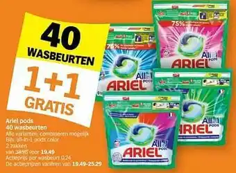 Albert Heijn Ariel pods 40 wasbeurten all-in-1 pods color aanbieding