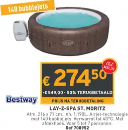 Trafic Bestway LAY-Z-SPA ST. MORITZ 216 x 71 cm aanbieding