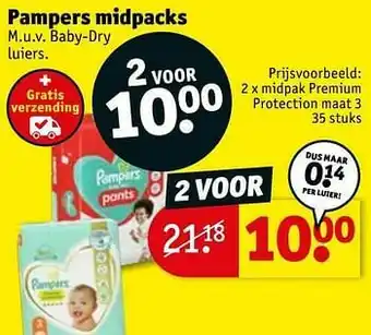 Kruidvat Pampers midpacks midpak premium protection maat 3 aanbieding