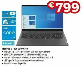 Exellent Lenovo ideapad 5 - 82fg00hgmb aanbieding