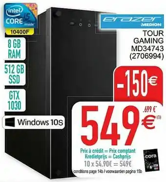 Cora Medion tour gaming md34743 aanbieding