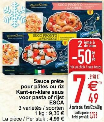 Cora Sauce prête pour pâtes ou riz kant-en-klare saus voor pasta of rijst esca aanbieding